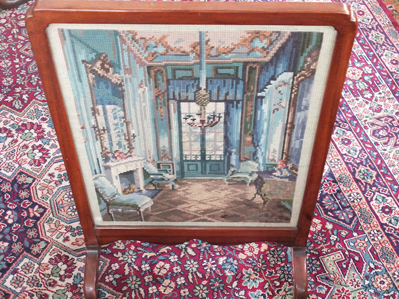 Edwardian tapestry fire screen